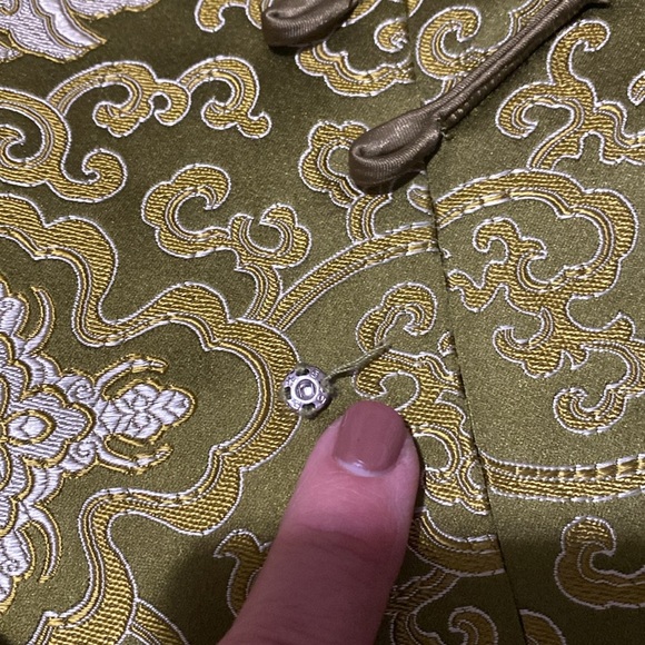 Elegant Green Brocade Silk Blend Blazer - Picture 14 of 17